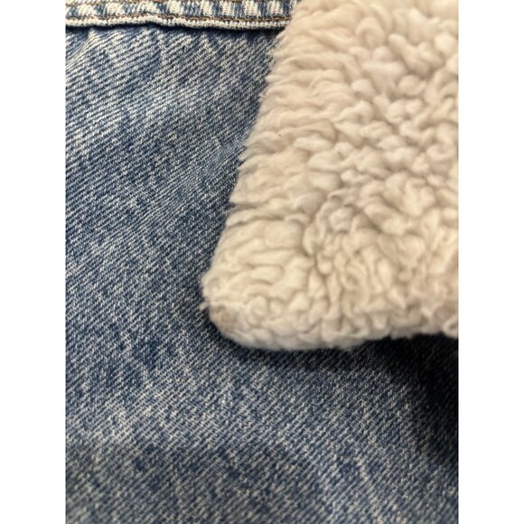 VTG 80's Levi's Denim Jacket Made USA Mens Sz 44 Blue Sherpa Lined Button Front - Picture 9 of 10